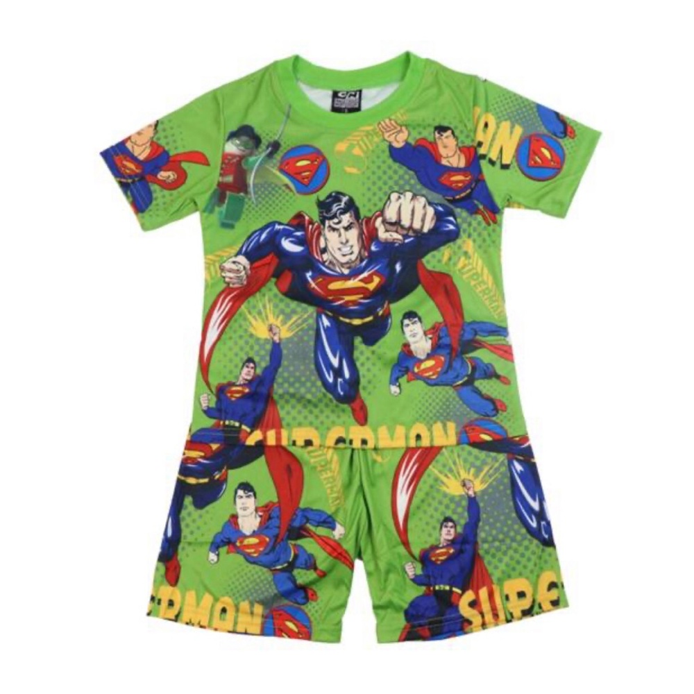 Cartoon Network Boys Green Superman Pajama Set